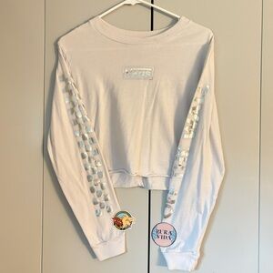 Vans Off The Wall White Crop Top Long Sleeve - Women’s Medium